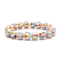 Dot Pattern Lampwork Round Beaded Stretch Bracelet for Women