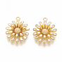 Brass Enamel Charms, Flower, Nickel Free, Real 18K Gold Plated