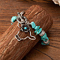 Браслеты с подвесками из ретро-сплава и синтетической бирюзы, стрейч браслеты, бык и цветок