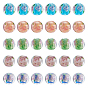 30Pcs 5 Color Handmade Inner Flower Gold Sand Lampwork Round Bead Strands