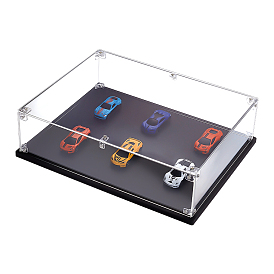 Прямоугольные прозрачные акриловые коробки для демонстрации игрушек и фигурок, пыленепроницаемые витрины для минифигурок с черным основанием