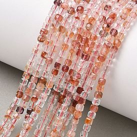 Natural Hematoid Quartz/Ferruginous Quartz Beads Strands, Faceted Table Cut Cube Beads