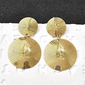 304 из нержавеющей стали болтаться серьги, текстурированный плоский круглый, вакуумное покрытие pvd