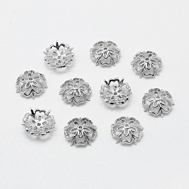 5-Petal Brass Fancy Bead Caps, Long-Lasting Plated, Nickel Free, Flower