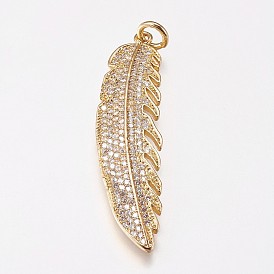 Латунные микро проложить кубического циркония подвески, перо