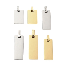 304 подвески из нержавеющей стали для штамповки заготовок, ионное покрытие (ip), прямоугольник амулеты