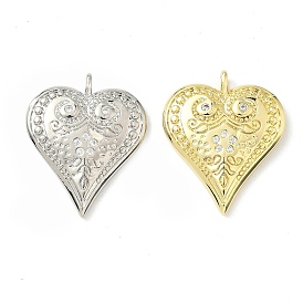 Латунные микро проложить кубического циркония подвески, сердце, долговечный, без кадмия и без свинца, стойки покрытие