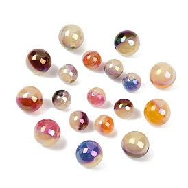 Двухцветные непрозрачные акриловые бусины, круглые, с блеском порошок