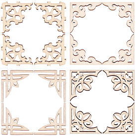 120Pcs 4 Style Wood Cabochons, Laser Cut Wood Shapes, Triangle