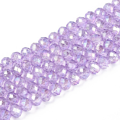 Выпечка краска бисер пряди, рондель, с покрытием AB цвета, граненые