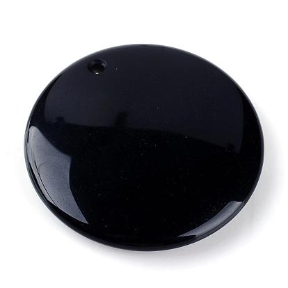 Natural Obsidian Pendants, Flat Round
