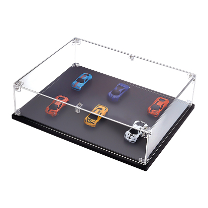 Прямоугольные прозрачные акриловые коробки для демонстрации игрушек и фигурок, пыленепроницаемые витрины для минифигурок с черным основанием