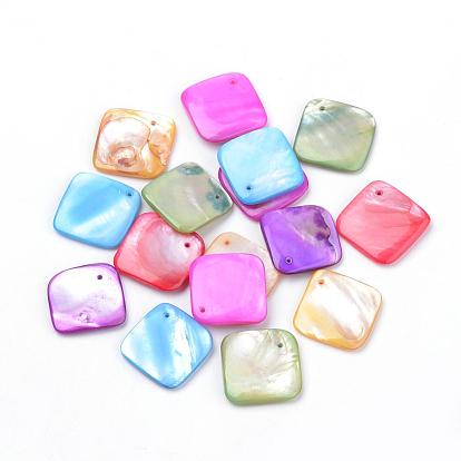 Freshwater Shell Pendants, Dyed, Rhombus