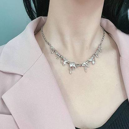 Minimalist Waterdrop Diamond Necklace - European and American Style, Delicate, Collarbone Chain.