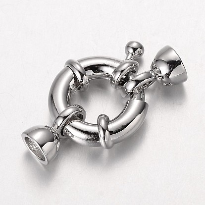 Латунная застежка пружинного кольца, без кадмия, без никеля и без свинца, 15x5 мм, отверстие : 4.5 мм