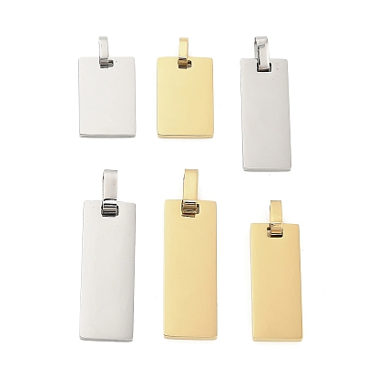 304 подвески из нержавеющей стали для штамповки заготовок, ионное покрытие (ip), прямоугольник амулеты