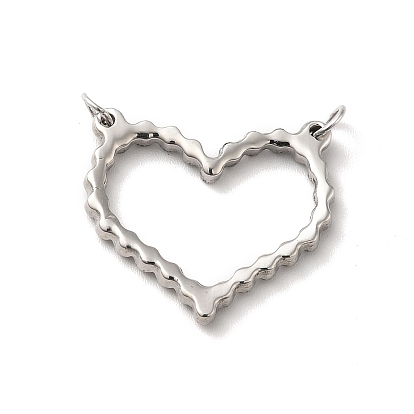 304 Stainless Steel Connector Charms, Heart Outline Links, with Jump Rings