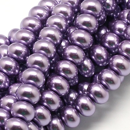 Eco-Friendly Spray Painted Glass Rondelle Bead Strands, Grade A Glass Pearl, with Cotton Thread