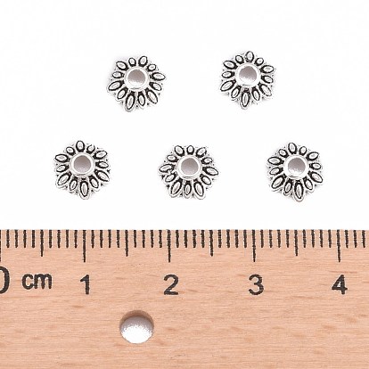  Крышки для бусин тибетского стиля, без свинца и без кадмия, цветок, 8x2.5 мм, отверстие : 2 мм