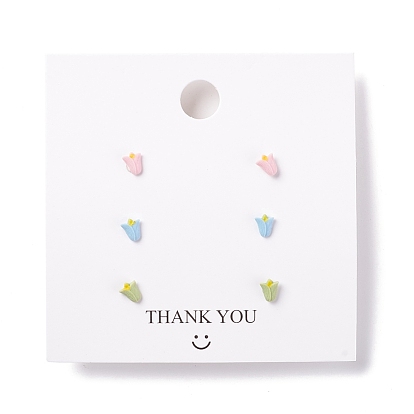Tulip Resin Stud Earrings Set for Girl Women, with 925 Sterling Silver Plated Pins