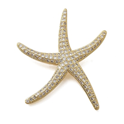 Латунные микро проложить кубического циркония подвески, морская звезда, без кадмия и без свинца, стойки покрытие, долговечный