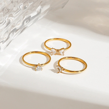 3шт. 304 наборы колец из нержавеющей стали с микропаве из кубического циркония, клеверные штабелируемые кольца