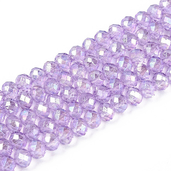 Выпечка краска бисер пряди, рондель, с покрытием AB цвета, граненые