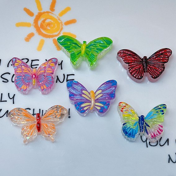 Кабошоны из прозрачной эмали из смолы, бабочка, с блеском