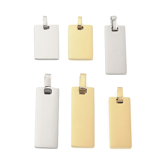 304 подвески из нержавеющей стали для штамповки заготовок, ионное покрытие (ip), прямоугольник амулеты