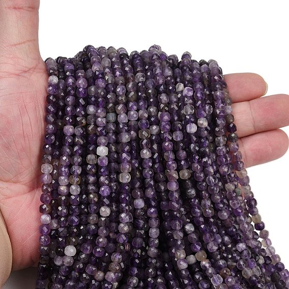 Природный аметист нитей бисера, граненые, кубические