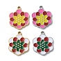 Pendentifs en acier inoxydable, avec l'émail, charme de fleur