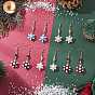 Glass Seed Beads Dnagle Earrings, Snowflake, Golden