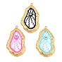 304 Stainless Steel Enamel Pendants, Nuggets & Evil Eye Charms, Ion Plating(IP), Real 18K Gold Plated