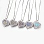 Alloy Rhinestone Pendant Necklaces, with Gemstone Chip Beads and 304 Stainless Steel Findings, Heart