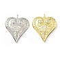 Латунные микро проложить кубического циркония подвески, сердце, долговечный, без кадмия и без свинца, стойки покрытие