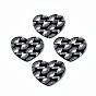 3D Printed Acrylic Pendants, Black and White, Heart with Fan Pattern