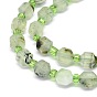 Natural Prehnite Beads Strands, with Seed Beads, Faceted, Bicone, Double Terminated Point Prism Beads