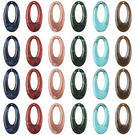 24шт 6 цвета акриловые подвески, Стиль имитация драгоценных камней, овальные