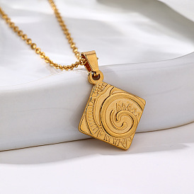 304 Stainless Steel Spiral Rhombus Pendant Necklaces for Unisex