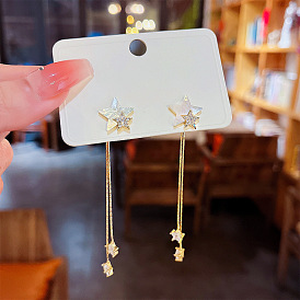 Delicate Star Tassel Earrings - Elegant, Unique, Sophisticated, Gentle, Design.