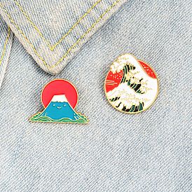 Unique Enamel Pin Badge for Clothes - Creative Tsunami Sunburst Alloy Brooch