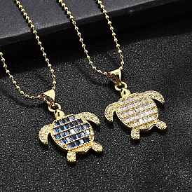 Летние пляжные латунные ожерелья с подвеской в виде черепахи из кубического циркония для женщин, реальный 18 k позолоченный