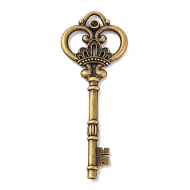 Tibetan Style Alloy Pendants, Crown Skeleton Key, Big Pendants