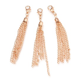 Alloy Lobster Claw Clasps, with Iron Chains Tassels Pendants