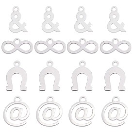 40 pcs 4 style 201 breloques en acier inoxydable, Coupe au laser, marque
