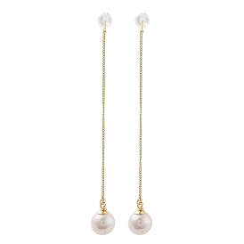Goujons perlés naturels, fils d'oreille, avec des embouts en laiton et 925 épingles en argent sterling, ronde