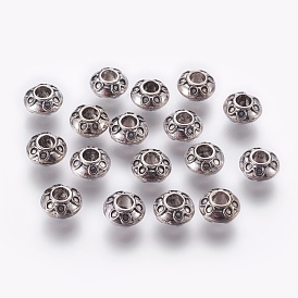 Alliage de style tibétain grosses perles rondelle de trous, sans cadmium et sans plomb, 8x5mm, Trou: 3mm