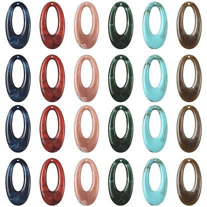 24шт 6 цвета акриловые подвески, Стиль имитация драгоценных камней, овальные