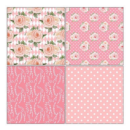 12 Sheets Flower Scrapbook Paper Pads, for DIY Album Scrapbooks, Greeting Card, Background Paper