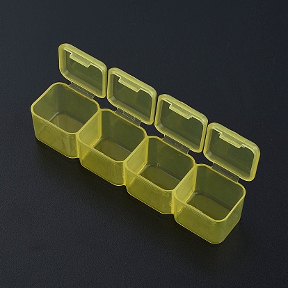 Rectangle Polypropylene(PP) Bead Storage Containers, with Hinged Lid and 28 Grids, Each Row Has 4 Grids, for Jewelry Small Accessories